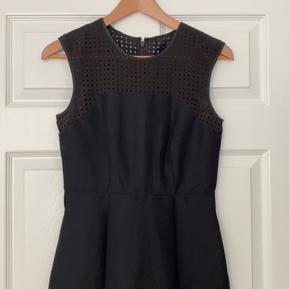 J. Crew Perforated A-Line Black Dress Size 0 - Picture 4 of 12